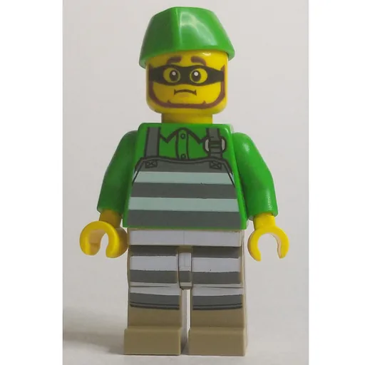 Criminal (Prison Striped Apron, Bright Green Shirt and Hat)