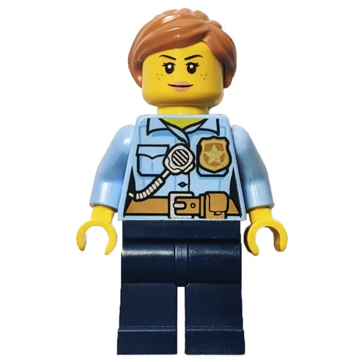 Policewoman (Bright Light Blue Shirt, Dark Blue Legs, Medium Nougat Hair)