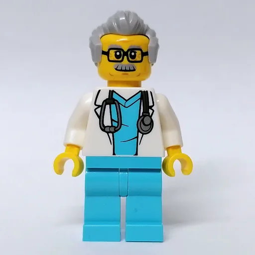 Doctor (White Coat, Medium Azure Scrubs, Light Bluish Gray Hair, Glasses)