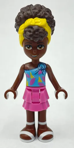 Nandi (Medium Azure Top, Dark Pink Skirt, Dark Brown Hair with Bandana)