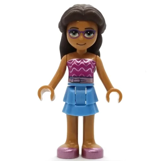 Layla (Magenta Top, Bright Light Blue Skirt, Dark Brown Hair)