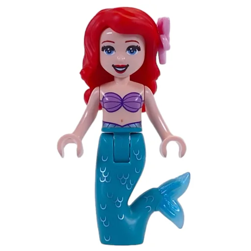 Ariel (Mermaid Form, Dark Turquoise Tail, Bright Pink Flower)