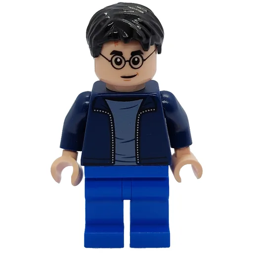 Harry Potter (Open Dark Blue Jacket over White Shirt, Blue Legs)