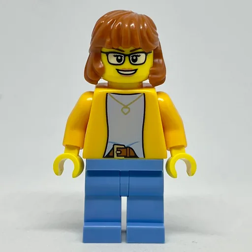 Woman (Bright Light Orange Torso, Medium Blue Legs, Long Dark Orange Hair)