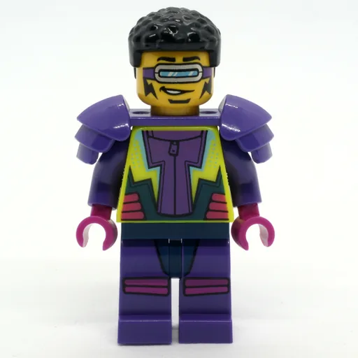 Stunt Rider (Vibrant Yellow and Dark Purple Jumpsuit, Visor)
