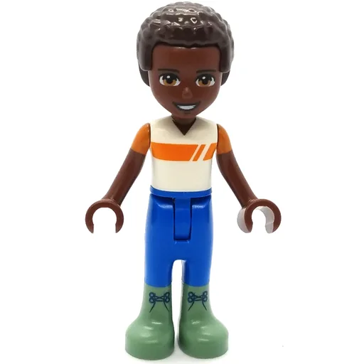 Elijah (White/Orange Shirt, Blue Pants, Dark Brown Hair)