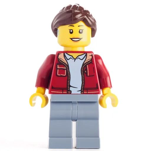 Dark Red Torso (Sand Blue Legs, Dark Brown Hair, Hearing Aid)