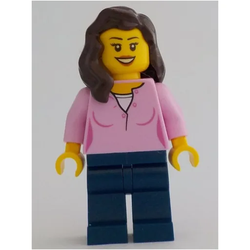 Bright Pink Torso (Dark Blue Legs, Dark Brown Hair)