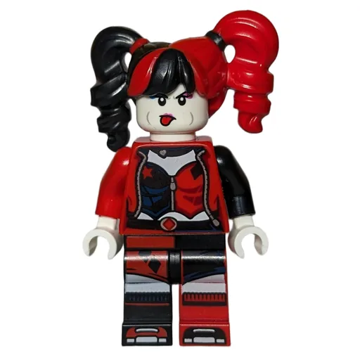Harley Quinn in Black and Red Jester Outfit (Black/Red Hair)