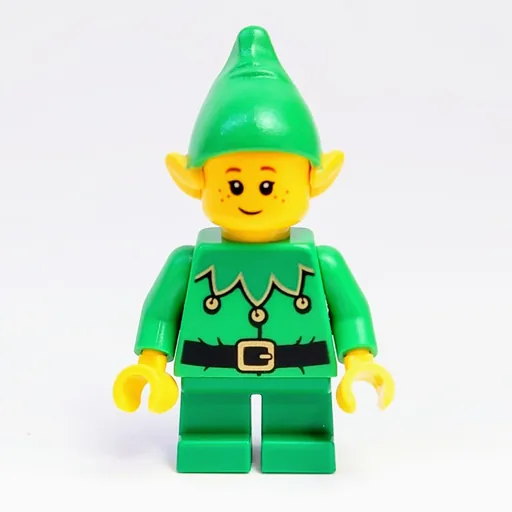 Elf (Bright Green Torso, Green Short Legs, Bright Green Hat, Freckles)