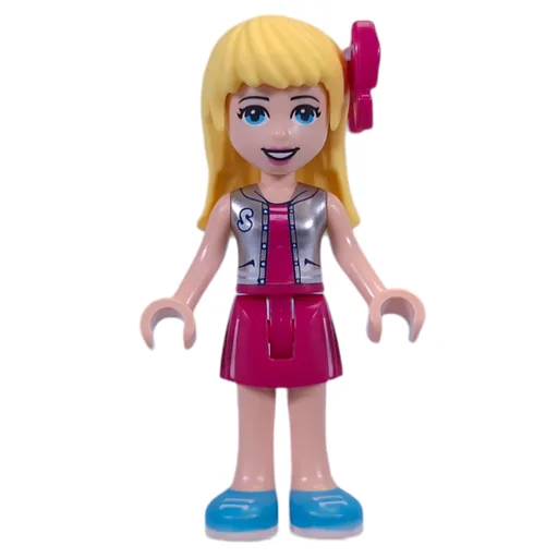 Stephanie (Silver Top, Magenta Skirt, Bow)