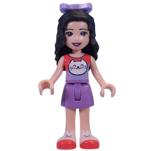 Emma (Coral Top, Medium Lavender Skirt, Bow)