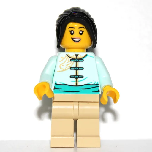 Light Aqua Torso (Tan Legs, Long Black Hair)
