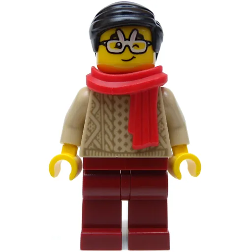 Tan Torso (Dark Red Legs, Black Hair, Red Scarf)