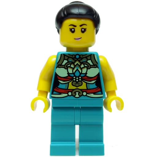Dark Turquoise Torso (Chinese Decorations, Dark Turquoise Legs, Black Hair Bun)