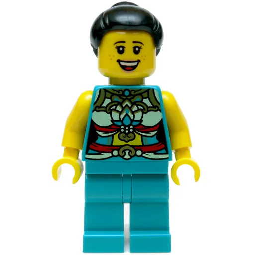 Dark Turquoise Torso (Chinese Decorations, Dark Turquoise Legs, Black Hair Bun)
