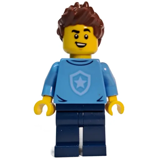 Police Officer (Sweater with Police Badge, Spiked Reddish Brown Hair)