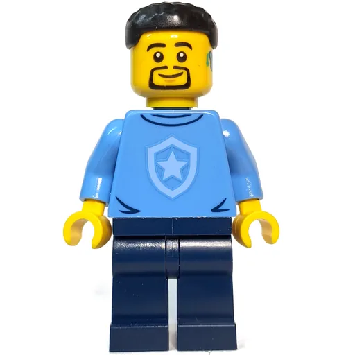 Police Officer (Sweater with Police Badge, Black Hair, Goatee and Hearing Aid)