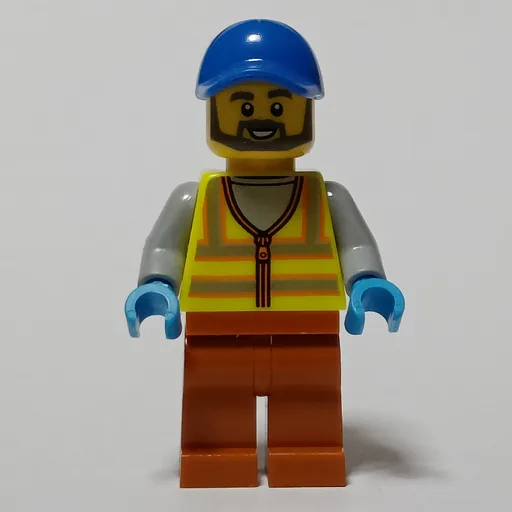 Man (Vibrant Yellow Safety Vest, Dark Orange Legs, Blue Cap)