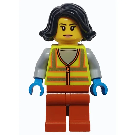Woman (Vibrant Yellow Safety Vest, Dark Orange Legs, Black Hair)