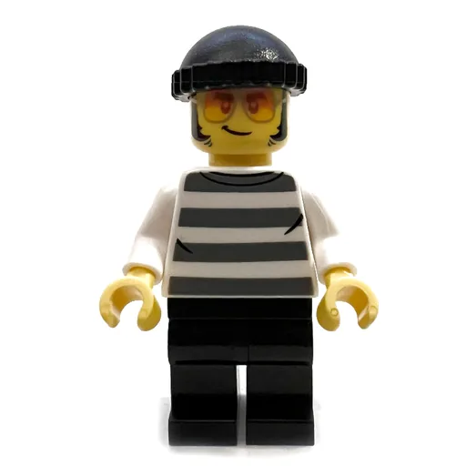 Criminal (Prison Sweater, Black Legs, Black Beanie, Orange Glasses)