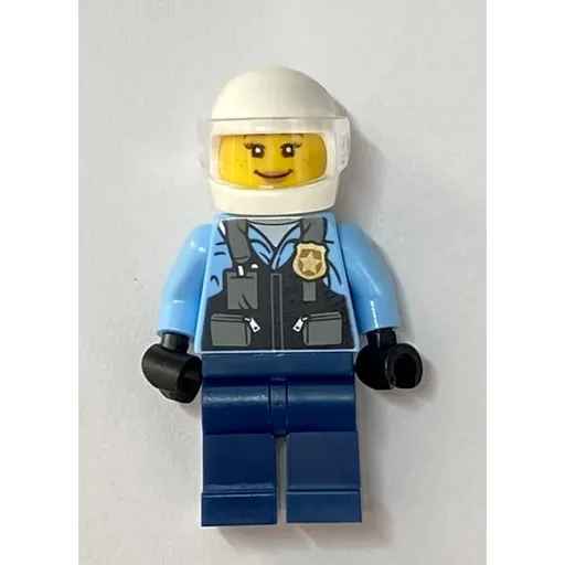 Policewoman (Bright Light Blue Shirt, Dark Blue Legs, White Helmet an Visor)