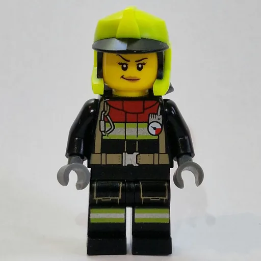 Firefighter (Black Fire Suit, Vibrant Yellow Helmet)
