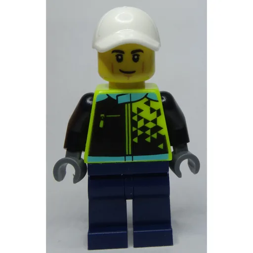 Racer (Vibrant Yellow and Dark Blue Race Suit, White Cap)