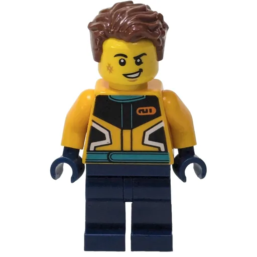Racer (Orange and Dark Blue Race Suit, Reddish Brown Hair)