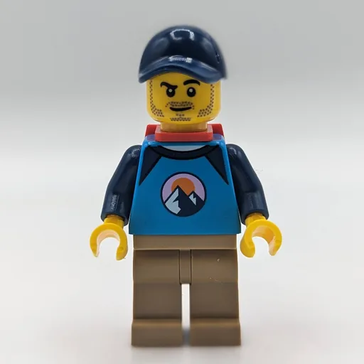 Dirt Bike Rider (Male - Dark Azure Top, Dark Tan Legs, Red Backpack, Dark Blue Cap)