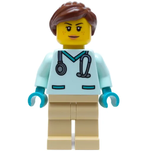 Vet (Light Aqua Shirt, Tan Legs, Reddish Brown Ponytail)