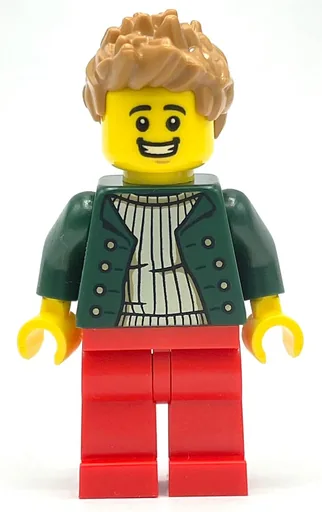 Pizza Delivery Driver (Dark Green Torso, Red Legs, Medium Nougat Hair)