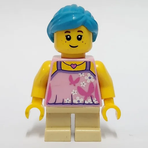 Girl (Bright Pink Top, Short Tan Legs, Dark Azure Hair)