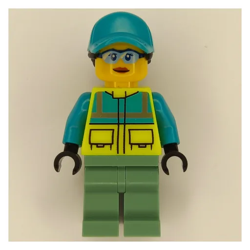 Paramedic (Vibrant Yellow Torso, Sand Green Legs, Dark Turquoise Cap)