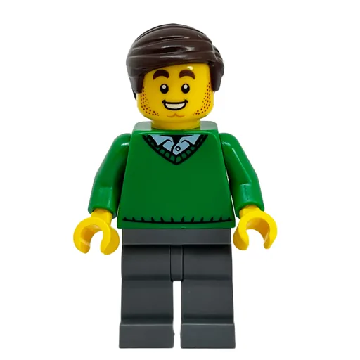 Green Torso (Dark Bluish Grey, Dark Brown Hair)