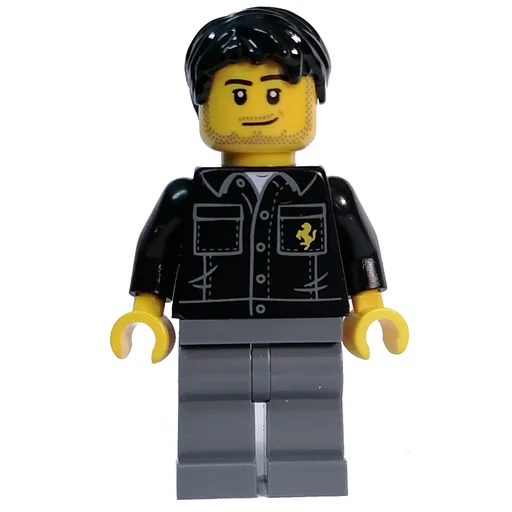 Race Driver (Black Torso, Dark Bluish Grey Legs, Black Hair)
