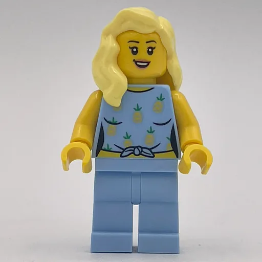 Woman (Bright Light Blue Outfit with Pineapples)