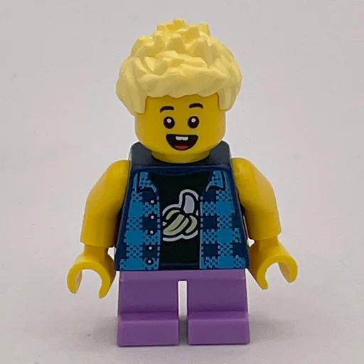 Boy (Dark Blue Banana Shirt, Short Medium Lavender Legs)