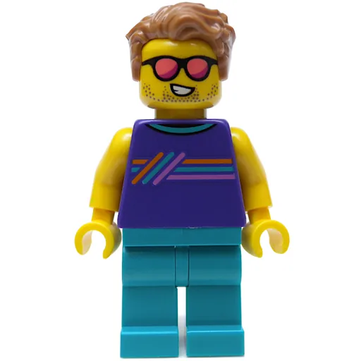 Man (Dark Purple Vest, Dark Turquoise Legs, Coral Sunglasses)