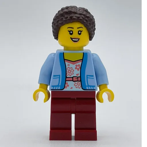 Woman (Bright Light Blue Cardigan, Dark Red Legs)