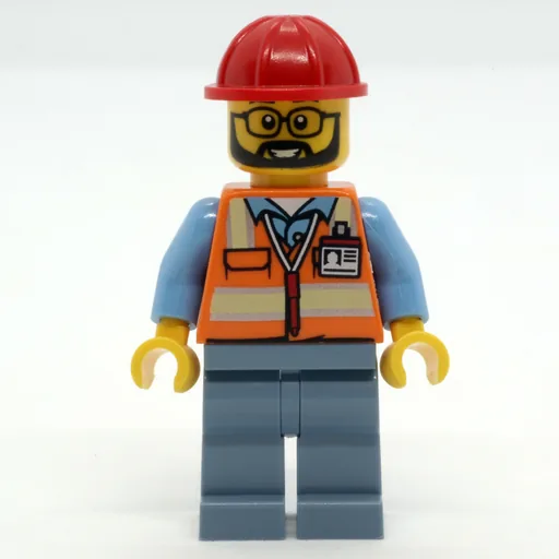 Construction Worker (Orange Safety Vest, Sand Blue Legs, Red Hard Hat)
