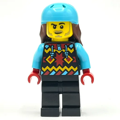 Snowboarder (Black Snowsuit, Medium Azure Helmet with Hair)
