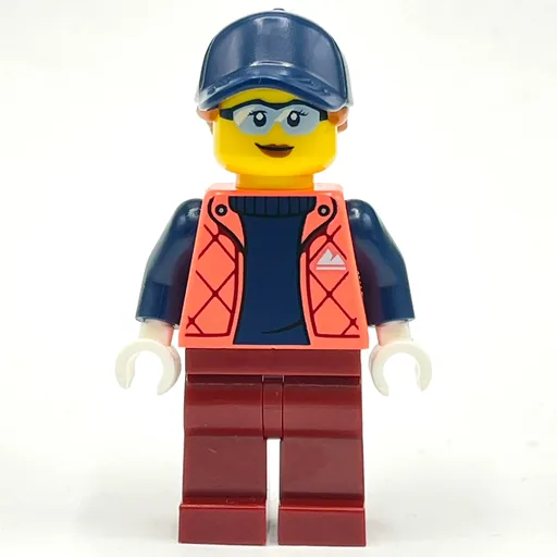 Woman (Coral Jacket, Dark Red Legs, Dark Blue Cap with Hair)