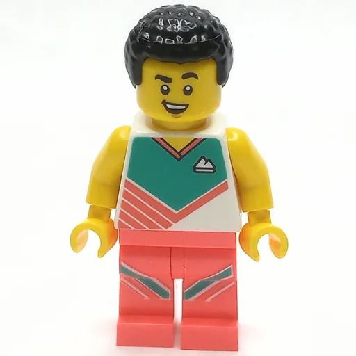 Man (Coral and White Workout Outift, Black Hair)