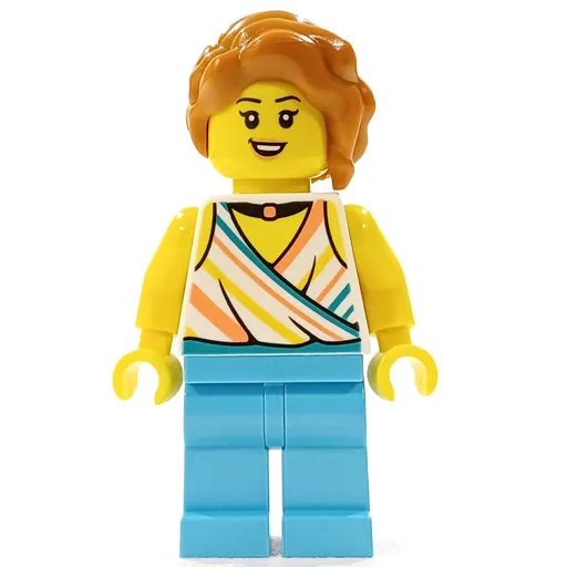 Woman (White Top, Medium Azure Legs, Dark Orange Hair)