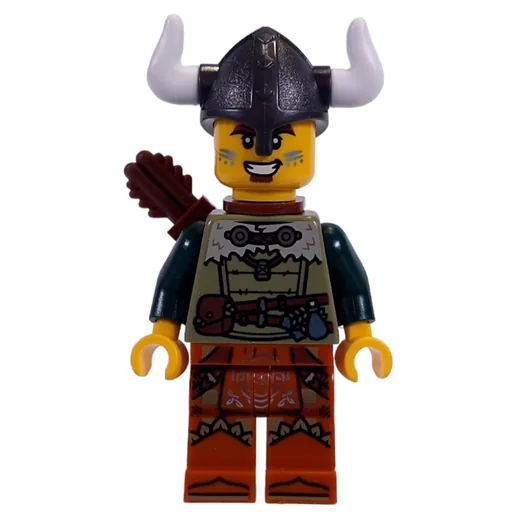Viking (Olive Green Shirt, Helmet with Horns, Quiver)