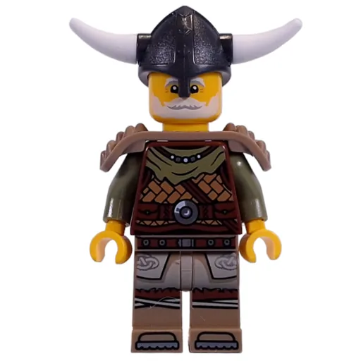 Viking (Reddish Brown Shirt, Shoulder Guards, Helmet with Horns, White Beard)