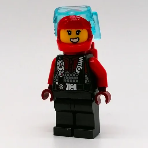 Diver (Pearl Titanium Torso, Legs, Red Airtanks, Red Helmet)