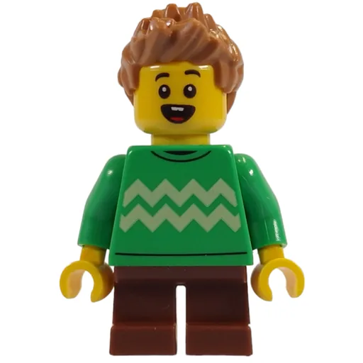 Kid (Bright Green Torso, Reddish Brown Legs, Medium Nougat Hair)