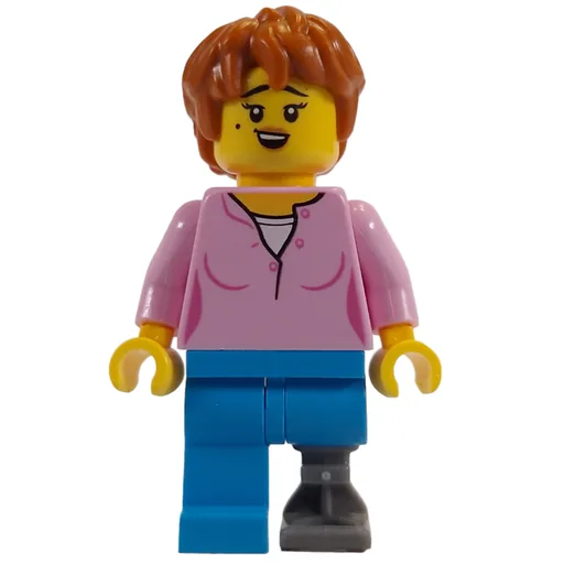 Bright Pink Torso (Dark Azure Legs, Prosthetic Leg, Dark Orange Hair)